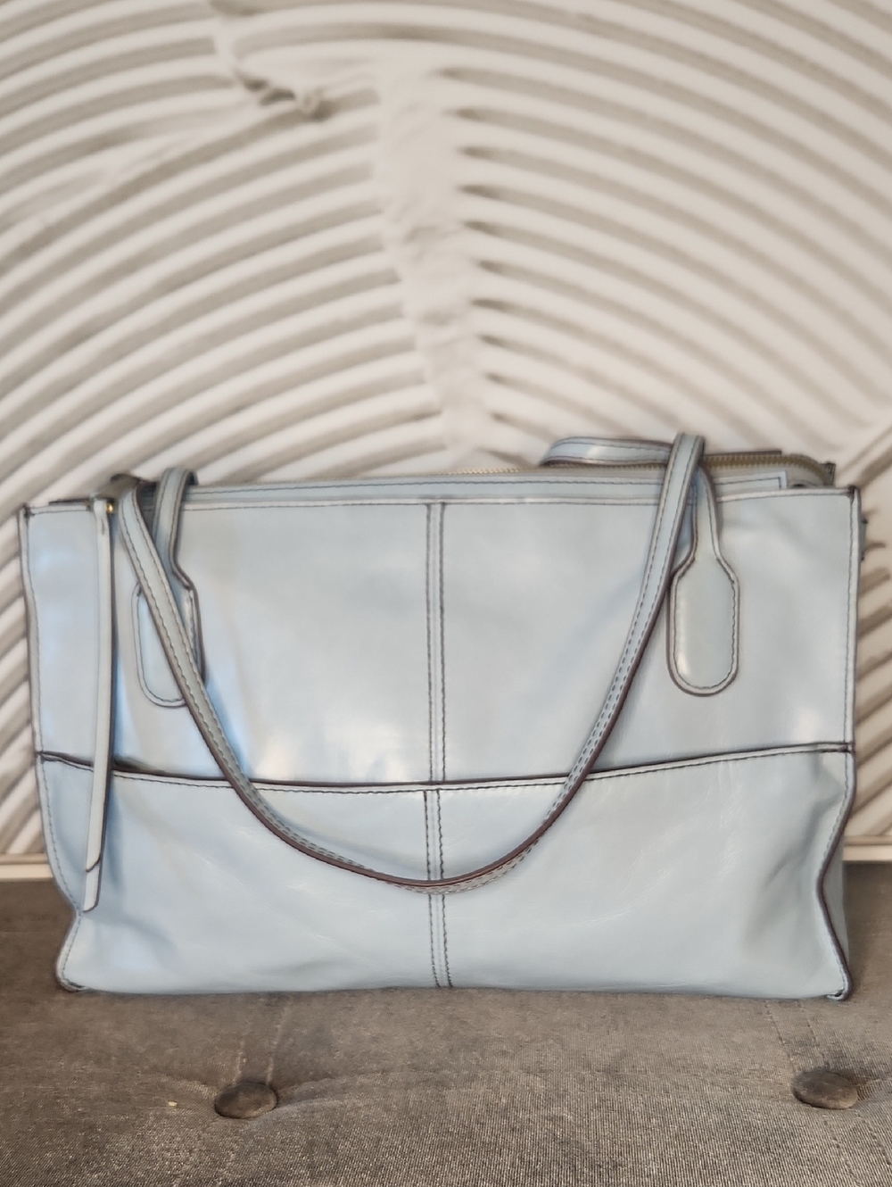 Hobo Friar Light Blue Leather Tote Handbag